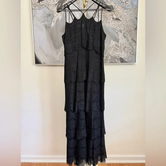 alex evenings a line dress Alex Evenings Sequin Lace Long A-Line Dress with 3/4 Sleeve Illusion Jacket Buff / 18 main image 0